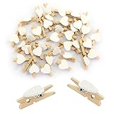 Oblique-Unique® Herz Mini Holz Wäscheklammern 50 Stück in Rot oder Weiss -...