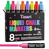 Timart Jumbo-Fenstermarker für Autos, 8 Farben, waschbare Flüssigkreide-Marker mit 10 mm...