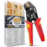 BAURIX® Crimpzange inkl. 300 Stück Flachsteckhülsen Set I Krimpzange für 0,50-2,50...