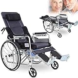 YWAWJ Rollstuhl, Swing-Away Schreibtisch-Länge Arme, Erhebend Fußstützen, älterer...