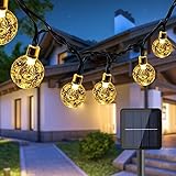 Solar Lichterkette Außen, 50 LED Solar Lichterkette mit Kristall Kugeln Beleuchtung 7M...