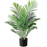 Fopamtri Kunstpflanzen Groß Areca Kunstpalme 90 cm im Topf Künstliche Pflanze Tropical...