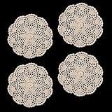 4 Stück Gestickte Tischläufer Vintage Häkel Deckchen Beige Spitzendeckchen...