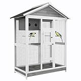 PawHut Vogelvoliere aus Holz Vogelkäfig groß Wellensittichkäfig mit 4...