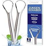 Zungenschaber Edelstahl | Zungenreiniger Set | Zungenputzer | Zungenbürste aus Edelstahl...