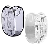 Hwtcjx Faltbarer Wäschekorb 2 Stück, Pop-up Wäschekorb Klappbar mit Mesh 30x30x48cm,...