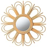 Baxton Studio Sakura Wandspiegel, modern, Bohemian-Stil, natürliches Braun