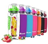 willceal Wasserflasche mit Fruchteinsatz 1L –Hochwertig und beständig –...