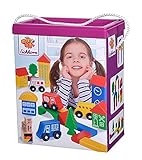 Eichhorn - 50 bunte Holzbausteine City Blocks mit Druck, in der Aufbewahrungsbox mit...