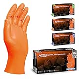 PROGRIP Einweghandschuhe Diamant Grip, Orange, Einmalhandschuhe Extra Stark,...