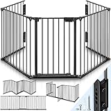 KIDUKU® Kaminschutzgitter mit Tür Metall 300 cm | Absperrgitter Ofenschutzgitter faltbar...
