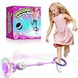 YOTOY Springring Fußkreisel Mädchen Kinder Einhorn Fußkreisel mit Lichtrad...
