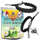 OSKAR - Stylisches Mückenschutz Armband Erwachsene, 1er Pack zur Mückenabwehr - Schwarz...