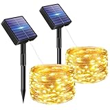 bitjam 2 Stück Solar Lichterkette Aussen, 5M 50 LED Lichterketten Solar Draußen 8 Modi...