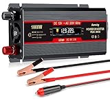 Seamuing 2000W Wechselrichter DC 12V auf AC 240V Spannungswandler 1 AC Steckdose & 2 USB...