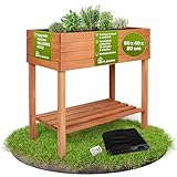 TTL GARDEN Balkon Hochbeet M 80x40x80cm aus Holz - Pflanzkasten & Blumenkasten...