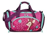 Umhängetasche Sporttasche Kinder Reisetasche mit süßem REH Rehkitz Blumen...