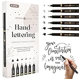 LEBENSKOMPASS Handlettering Stifte Set 6 wasserbasierte Hand Lettering &...