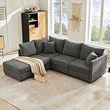 AEMOING Modernes Ecksofa mit vertikalen Streifen, 5-Sitzer-Sofa, mit umwandelbarem...