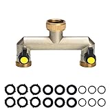 2-Wege-Verteiler Wasser 3/4 Zoll Messing Wasseranschluss Verteiler für 2...