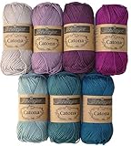 Häkelgarn Set Häkelwolle Baumwolle Scheepjes Catona #2 berry, 350g...