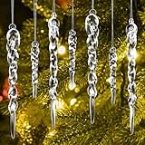 32 Stück Eiszapfen Weihnachtsbaum Anhänger, Klare Acryl Eiszapfen Christbaumschmuck,...