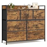 SONGMICS Kommode, Schrank, 7 Stoffschubladen mit Griffen, Metallgestell, Industrie-Design,...