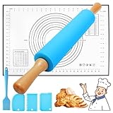 UCAMP Nudelholz mit Backmatte - 43,2 cm Silikon Teigroller Mit...