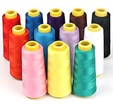ilauke 12tlg. mehrfarbige Overlockgarn Nähgarn 40/2 Overlock Garn je Kone 1376...