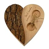 Geschenke 24 Holz Herz für Ringe Rinde Hochzeit personalisiert für Eheringe...