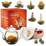 Creano Geschenkset Erblühtee Teeblumen Mix in Holzschachtel in Herzform - 6...