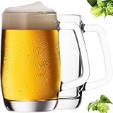 PLATINUX Bierseidel mit Henkel aus Glas Set 2-Teilig 300ml (max. 375ml) Bierkrug...