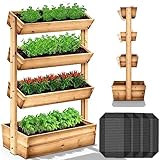 tillvex® Hochbeet aus Holz mit 4 Etagen | Premium Blumenkasten mit Gartenvlies...