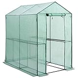Gardebruk® Foliengewächshaus 2,23m² 4 Ablagen aufrollbare Tür Treibhaus...