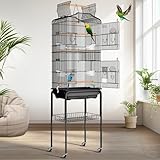 VIVOHOME Vogelkäfig mit 162cm hoch Vogelbauer mit Spieldach & Rollständer...