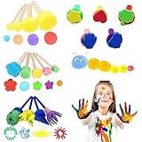 GothicBride 18 Stück Schwamm Pinsel Set Kinder, Bunte DIY Schwamm Pinsel Set Kinder...