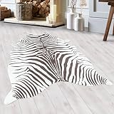 HomebyHome Fell Teppich Flachgewebt Kunstfell Zebra Design Wohnzimmer Schlafzimmer 8 mm...