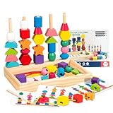 MinXin Montessori Spielzeug ab 2 3 4 Jahre, Holz Sortier & Stapelspielzeug,...