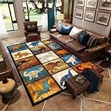 Xiaosua 200x200CM Braun Webteppich Blauer Heimdekorationsteppich Teppich Abwaschbar...