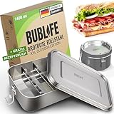 Bublife Brotdose Kinder mit Fächern Edelstahl 1400ml Auslaufsicher I Vesperbox Edelstahl...