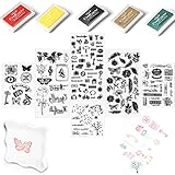 Mignor Klares Silikon Stempel Set – 5 Farben, 6 Blätter, verschiedene Muster,...