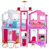 Barbie Haus Traumvilla, Stadthaus mit 3-Etagen und 5 Zimmern, inkl. Barbie Zubehör wie...