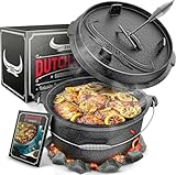 BBQ Dutch Oven [Das Original] - 7,4 Liter Dutch Oven Set mit Standfüßen & 1,8...