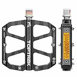 toptrek Fahrradpedale CNC Aluminium MTB Pedale mit StVZO Zugelassen Reflektoren...