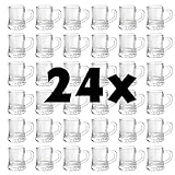 Carls 24x Schnapsglas Party aus Glas mit Henkel, Schnapskrug, Party, Pinnchen, Transparent