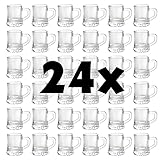 Carls 24x Schnapsglas Party aus Glas mit Henkel, Schnapskrug, Party, Pinnchen, Transparent