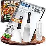 Blumtal Set Plancha Grillplatte Edelstahl inkl. 2 Grillspachteln & Ölflasche -...