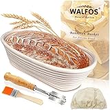 Walfos Gärkorb Oval BannetonSet, Gärkörbe zum Brotbacken 25cm, aus...
