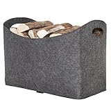 Rubberneck Holzkorb L aus Filz, 54 x 39 x 30 cm, Anthrazit