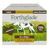 Forthglade Nassfutter für Hunde (12 x 395g Schalen) – getreidefreies Futter mit Huhn &...